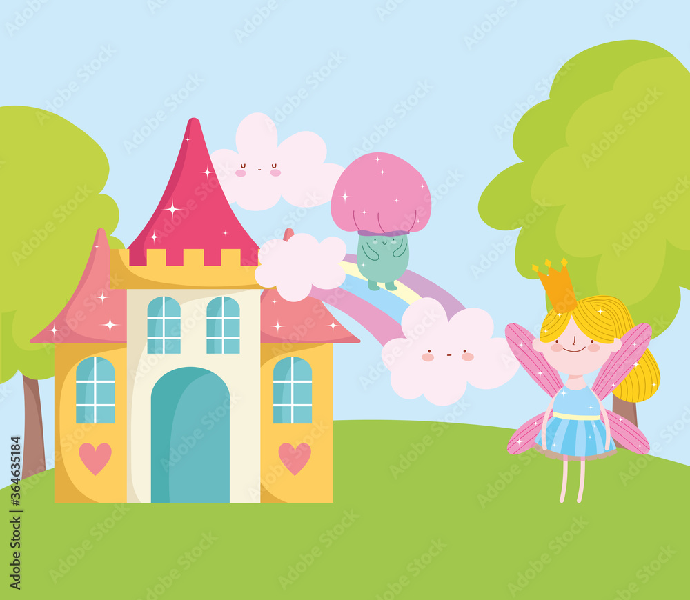 little fairy princess mushroom rainbow castle tale cartoon little fairy princess mushroom rainbow castle tale cartoon