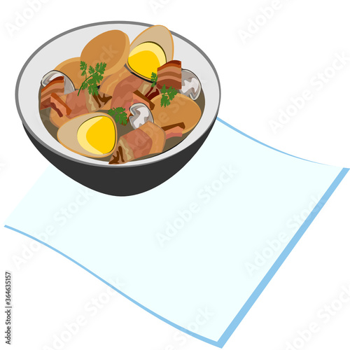 Stewed pork and eggs, hard-boiled eggs  sweet gravy , Chinese curry