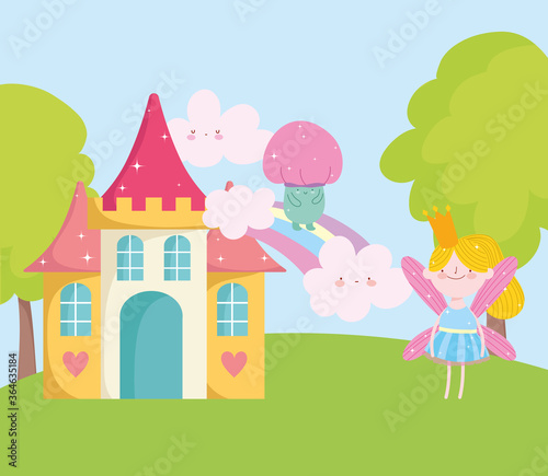 little fairy princess mushroom rainbow castle tale cartoon