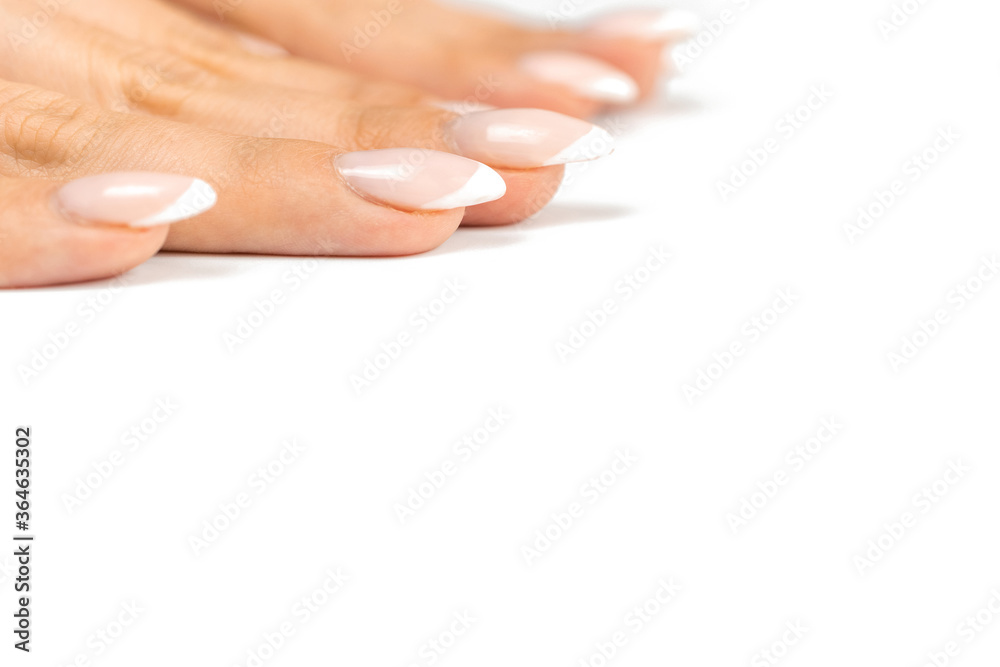 Manicured hands nail, beauty female hand care with polish finger isolated on white background. Elegant and graceful hands with slender graceful fingers. Manicured hands nail, beauty female hand care with polish finger isolated on white background. Elegant and graceful hands with slender graceful fingers.