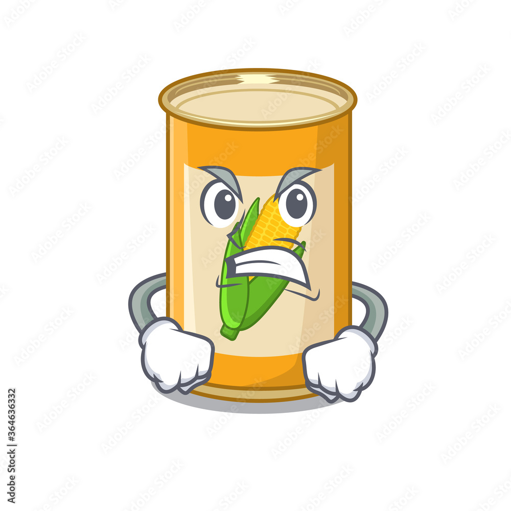 A cartoon picture of corn tin showing an angry face