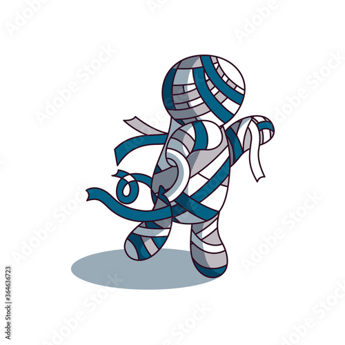 Spooky Halloween mummy with waving bands. Vector illustration for Halloween party.