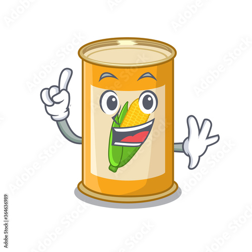 Corn tin caricature design style with one finger gesture