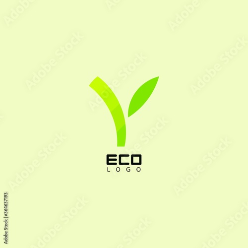Green eco friendly logo with leaf patterns for business, natural logo, green abstract logo