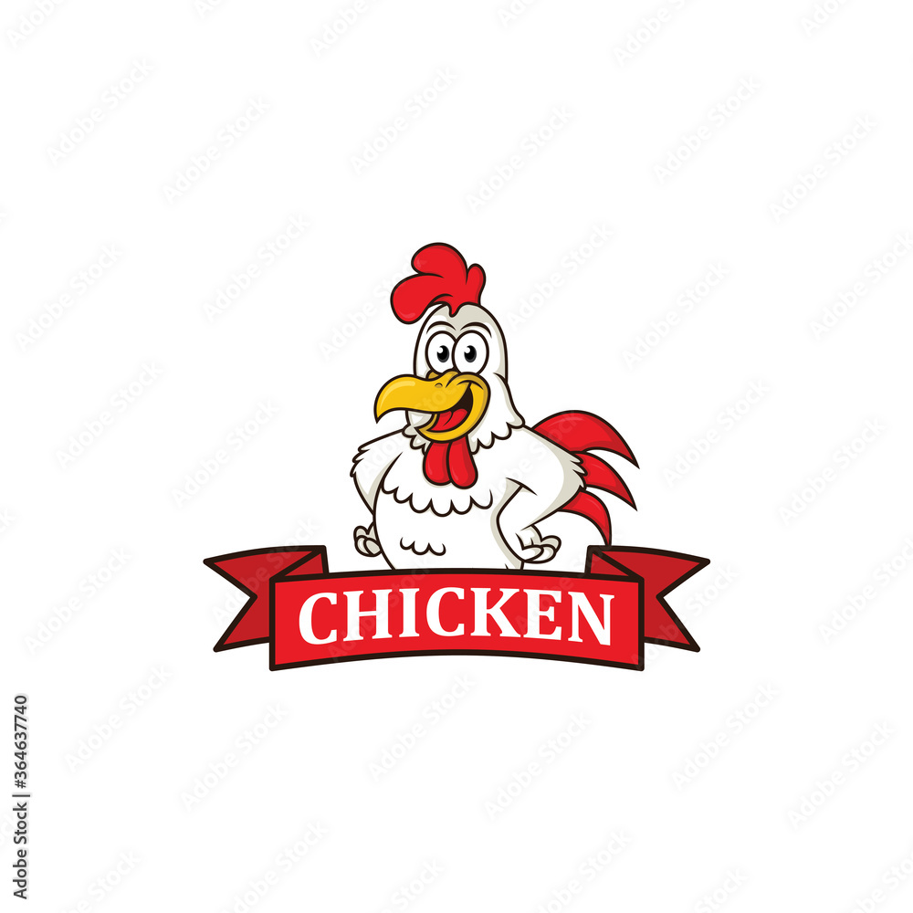 Chicken character logo template design vector