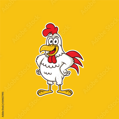 Chicken character logo template design vector
