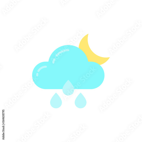 Cloud rain and moon vector icon symbol weather isolated on white background