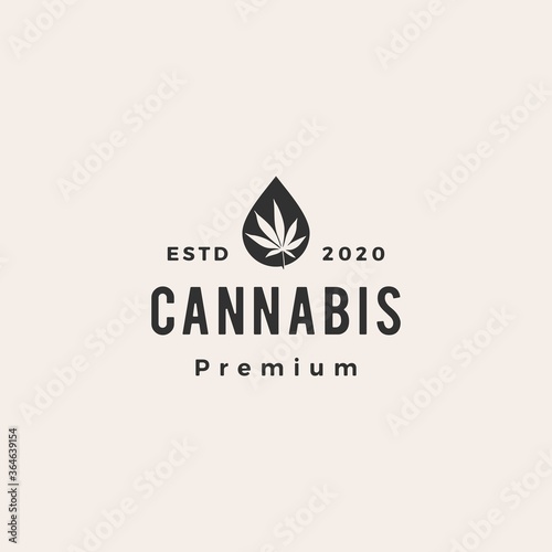 cannabis oil hipster vintage logo vector icon illustration