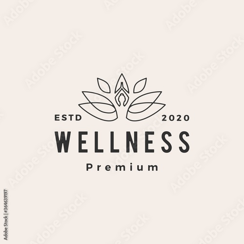 yoga wellness leaf hipster vintage logo vector icon illustration
