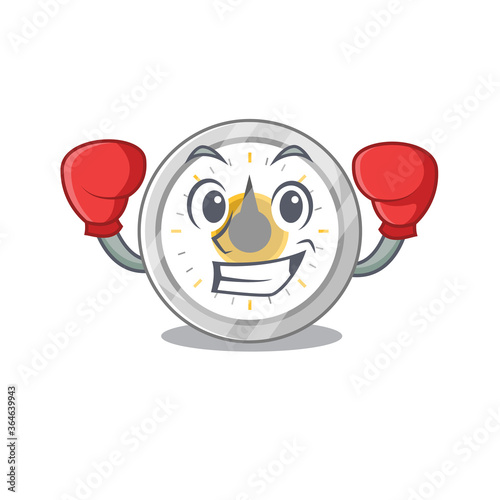 Old kitchen timer Caricature character design as a champion of boxing competition