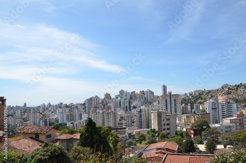 Landscape of the city of Belo Horizonte, State of Minas Gerais, Brazil at a sunny day with blue sky at 3pm in the winter