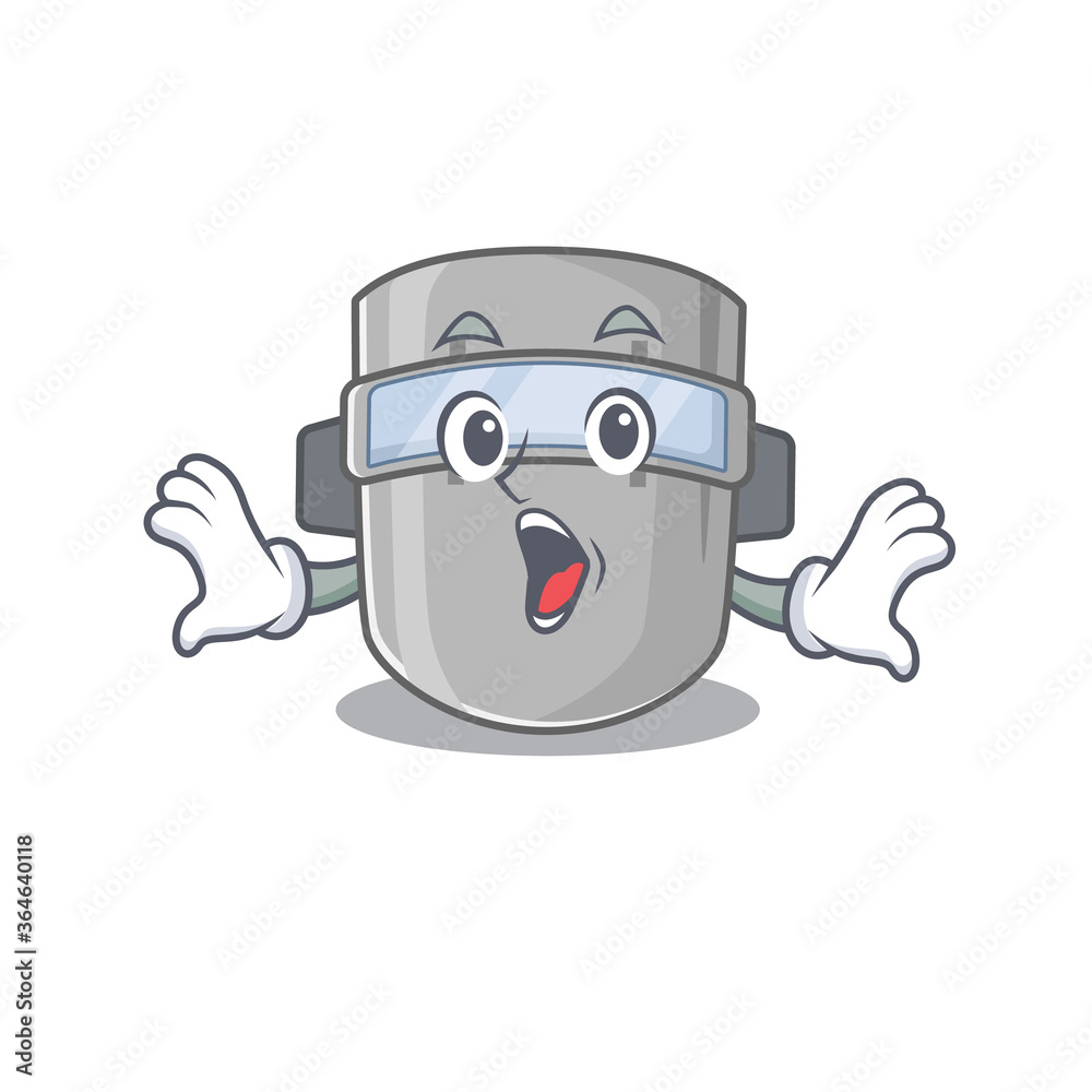 Welding mask mascot design concept having a surprised gesture Welding mask mascot design concept having a surprised gesture