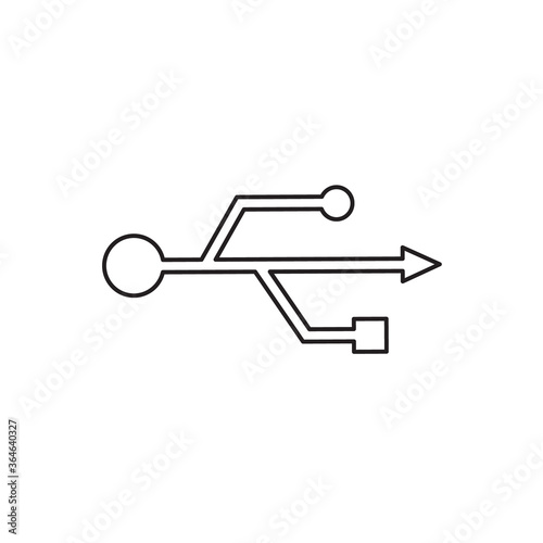 USB line icon vector