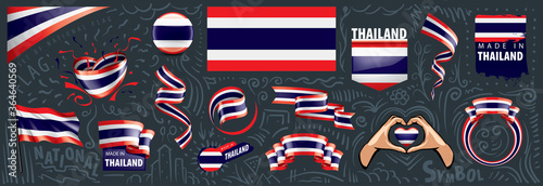 Vector set of the national flag of Thailand in various creative designs