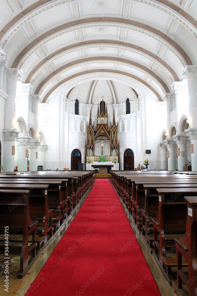 The interior of Beppu Catholic Church in Japan