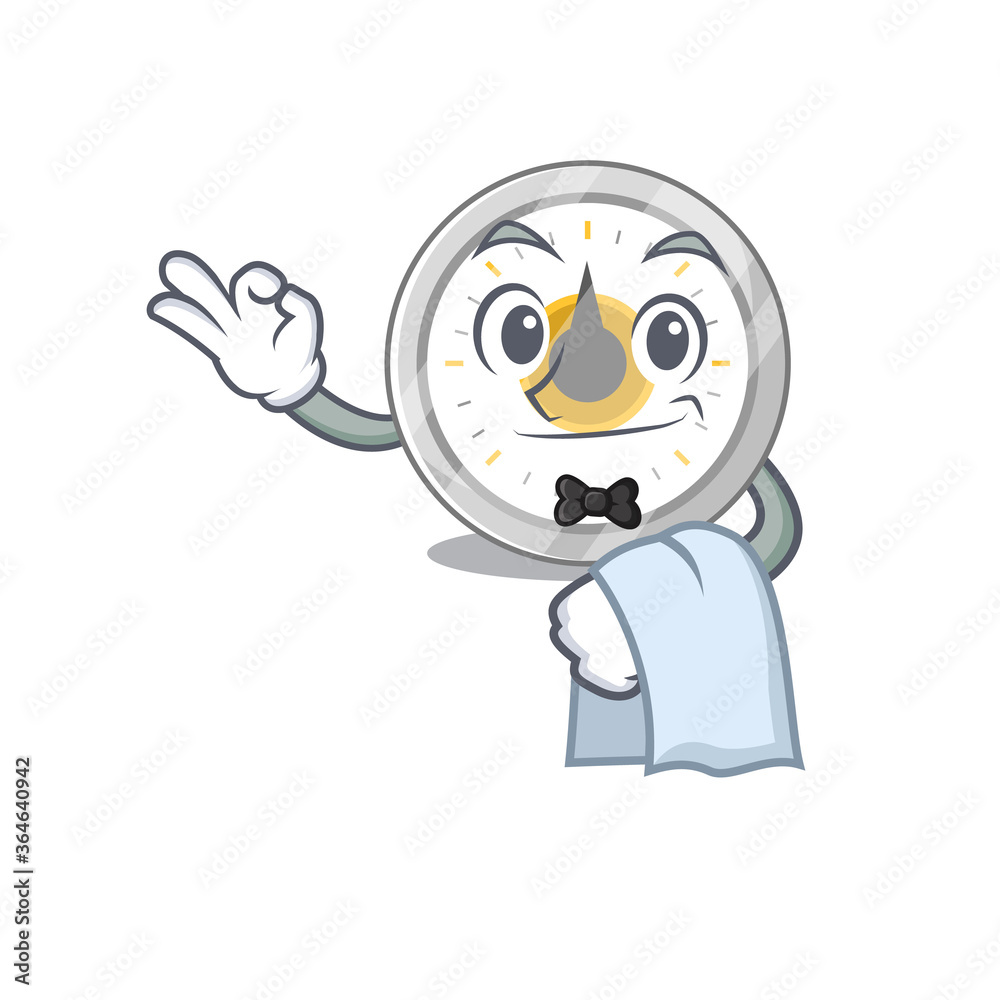 Εκτύπωση καμβά A Caricature design style of old kitchen timer as a waiter with a white napkin