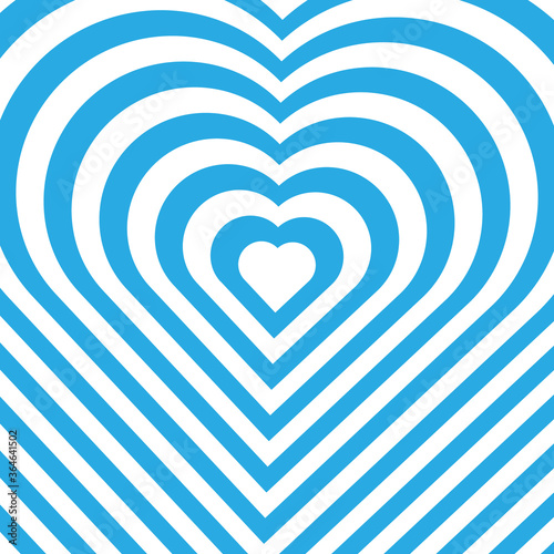 Abstract optical illusion background with a heart. Blue and white. Vector.