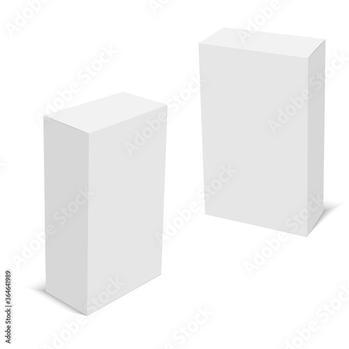 Set of white cardboard boxes mockups. Vector