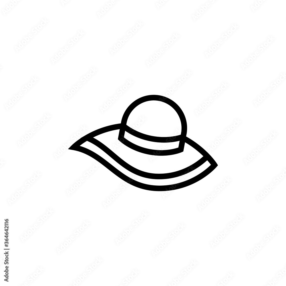 Summer hat vector icon in black line style icon, style isolated on white background Summer hat vector icon in black line style icon, style isolated on white background
