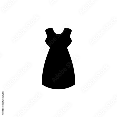 Summer dress vector icon in black flat glyph, filled style isolated on white background