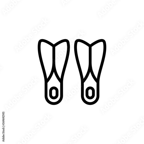 Flippers vector icon in black line style icon, style isolated on white background