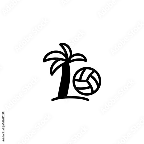 Beach volleyball vector icon in black flat glyph, filled style isolated on white background
