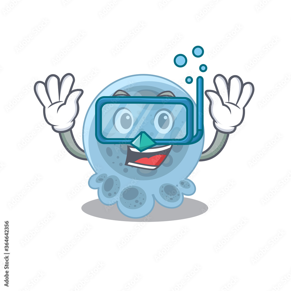 Pasteurella mascot design swims with diving glasses Pasteurella mascot design swims with diving glasses