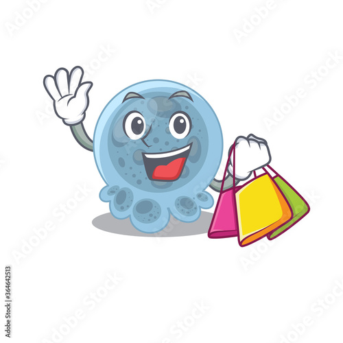 Pasteurella wealthy cartoon character concept with shopping bags