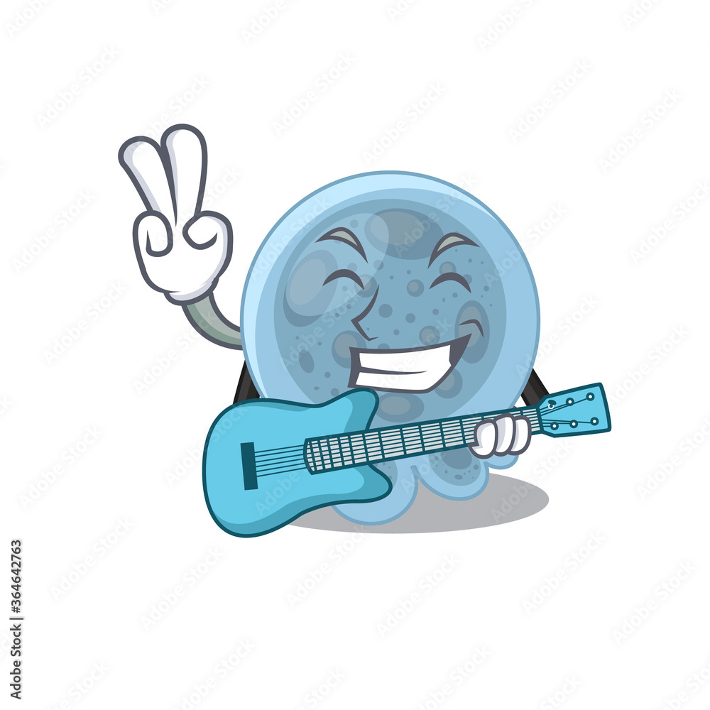 Fotografie Pasteurella musician cartoon design playing a guitar