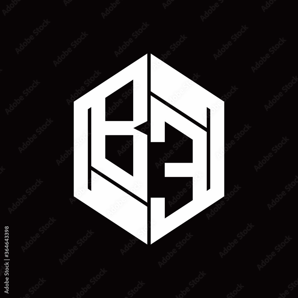 BE Logo monogram with hexagon inside the shape design template BE Logo monogram with hexagon inside the shape design template