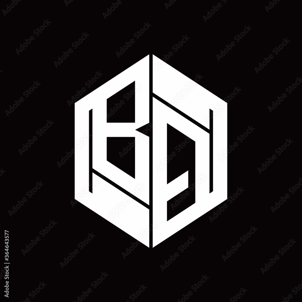 BQ Logo monogram with hexagon inside the shape design template BQ Logo monogram with hexagon inside the shape design template