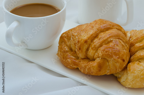 Butter Croissant and Coffee for Breakfast.