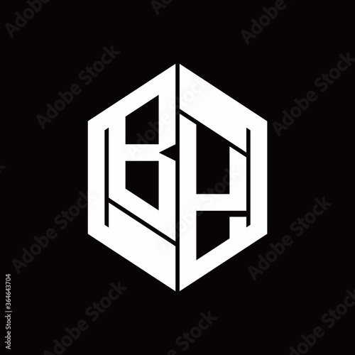 BY Logo monogram with hexagon inside the shape design template © Deita