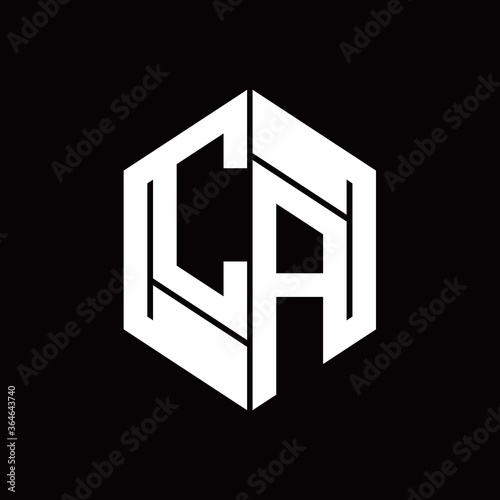 CA Logo monogram with hexagon inside the shape design template