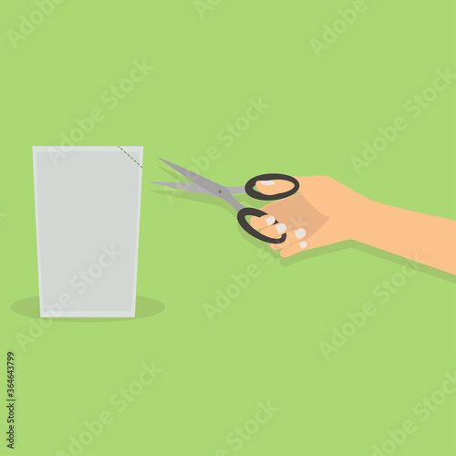 hand scissors soap packaging, flat design premium vector illustration