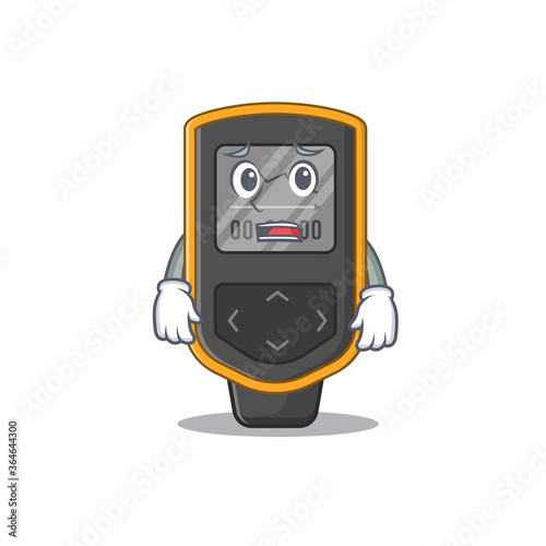 Cartoon image design dive computer showing worried face