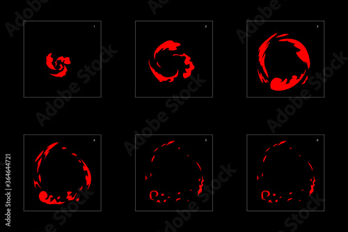 Shine fire effect. Fire explosion animation effect. Animation Sprite sheet for games, cartoon or animation. vector style animation effect 1454.