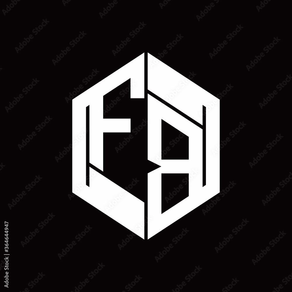 FB Logo monogram with hexagon inside the shape design template FB Logo monogram with hexagon inside the shape design template