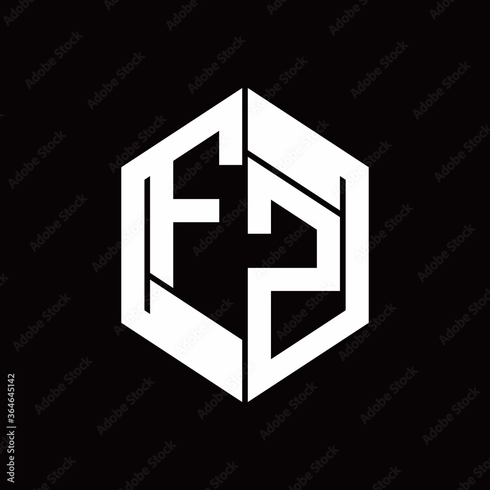 FZ Logo monogram with hexagon inside the shape design template FZ Logo monogram with hexagon inside the shape design template