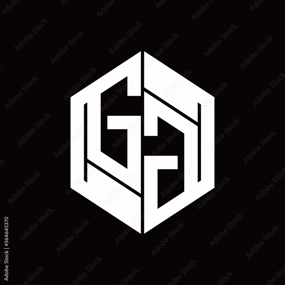GG Logo monogram with hexagon inside the shape design template GG Logo monogram with hexagon inside the shape design template