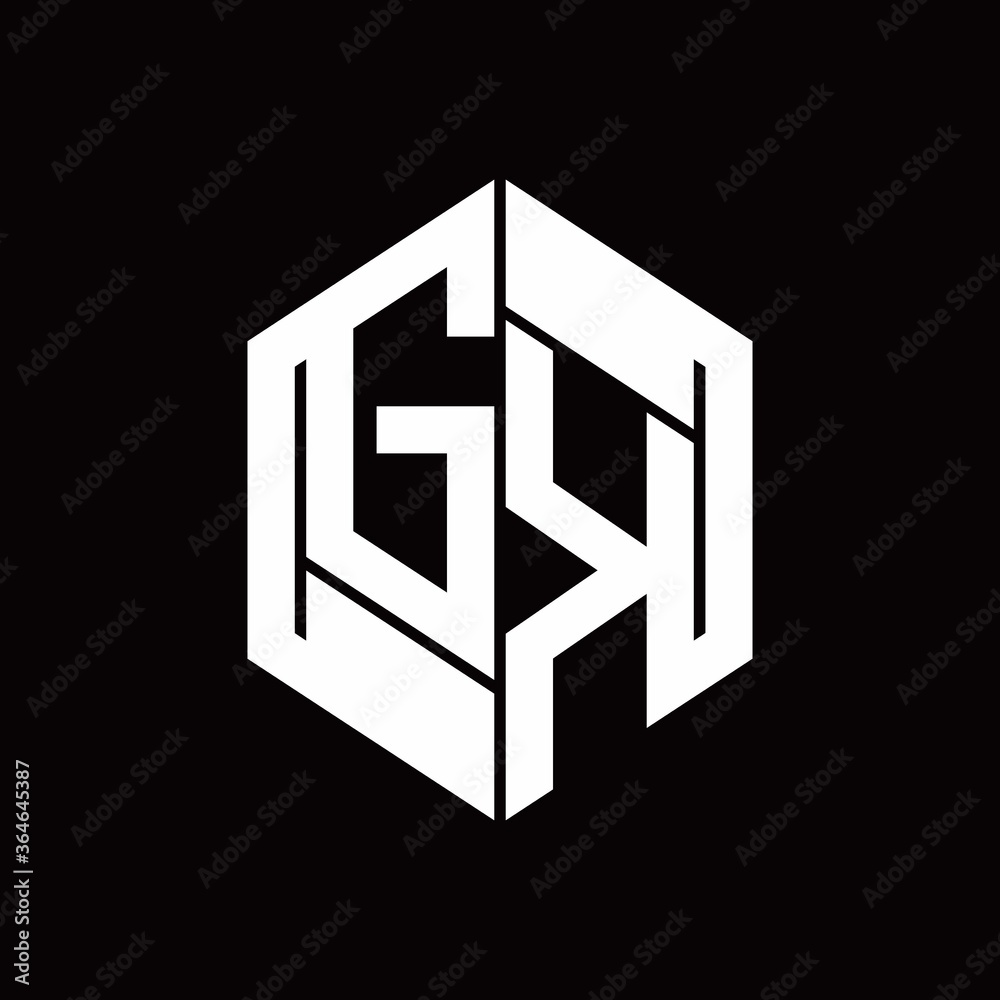 GK Logo monogram with hexagon inside the shape design template GK Logo monogram with hexagon inside the shape design template