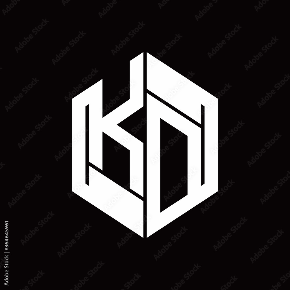 KD Logo monogram with hexagon inside the shape design template KD Logo monogram with hexagon inside the shape design template