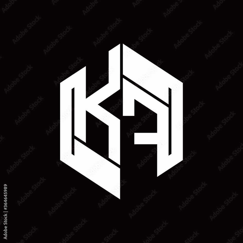 KF Logo monogram with hexagon inside the shape design template KF Logo monogram with hexagon inside the shape design template