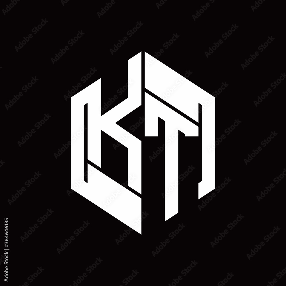 KT Logo monogram with hexagon inside the shape design template KT Logo monogram with hexagon inside the shape design template