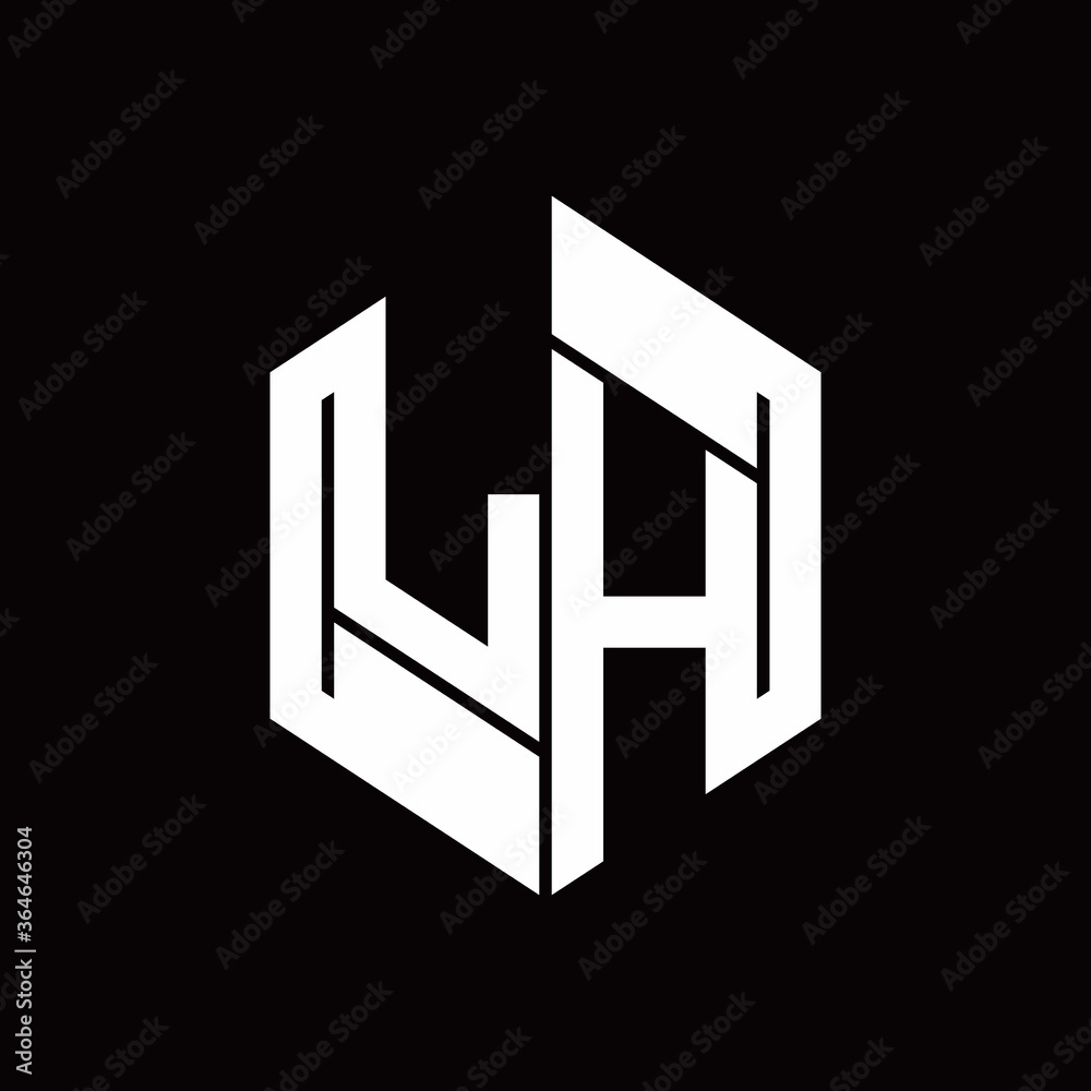 LH Logo monogram with hexagon inside the shape design template LH Logo monogram with hexagon inside the shape design template