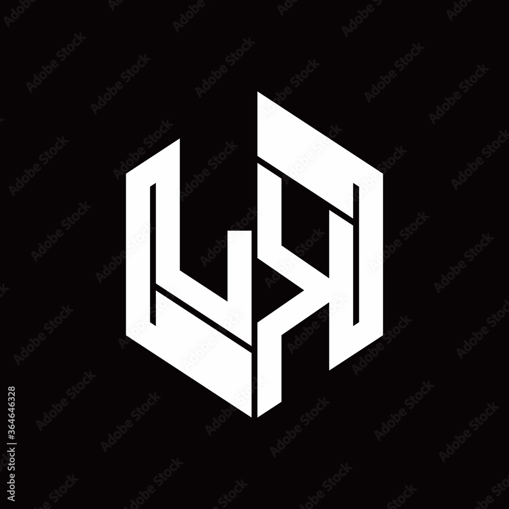 LK Logo monogram with hexagon inside the shape design template LK Logo monogram with hexagon inside the shape design template