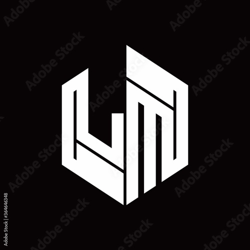 LM Logo monogram with hexagon inside the shape design template