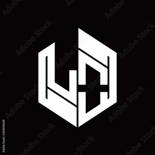 LO Logo monogram with hexagon inside the shape design template