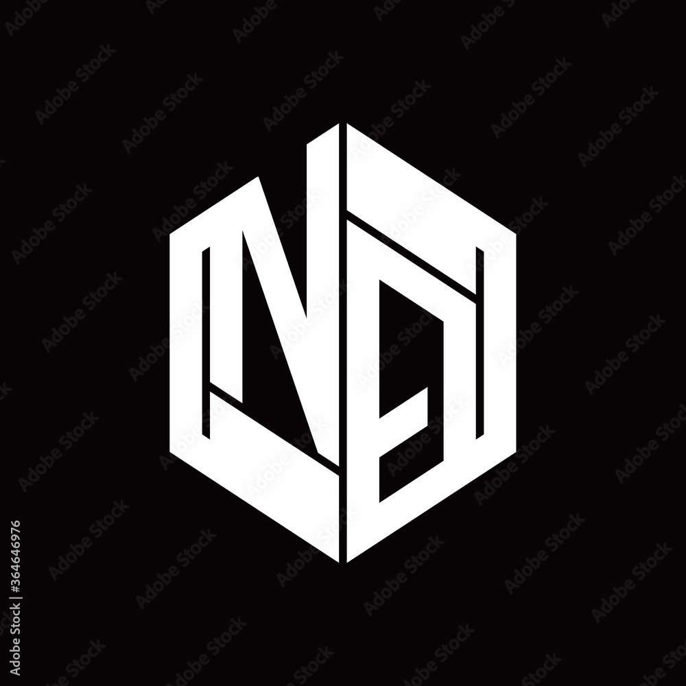 NQ Logo monogram with hexagon inside the shape design template NQ Logo monogram with hexagon inside the shape design template