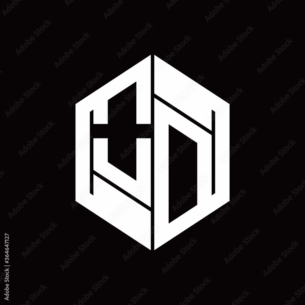 OD Logo monogram with hexagon inside the shape design template OD Logo monogram with hexagon inside the shape design template